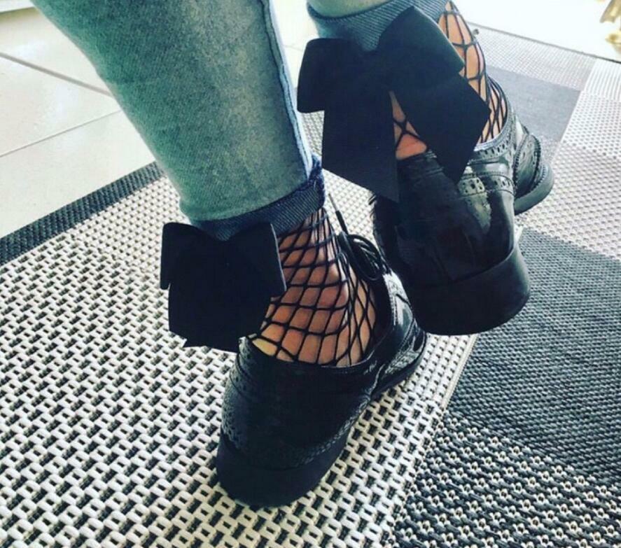 US 6 Pairs Cute Women's Black Mesh Short Ankle Socks Sexy Bow Fishnet Pop Socks