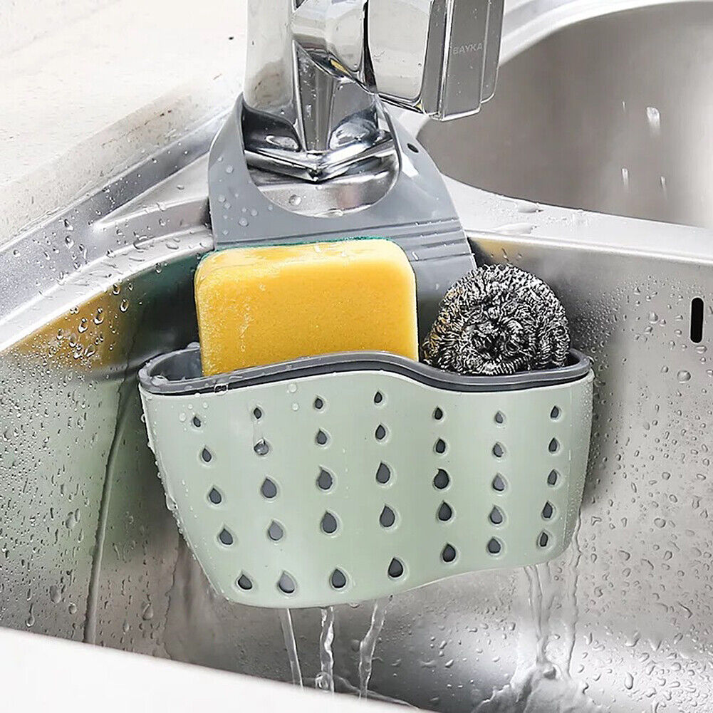 US 2 Pack Kitchen Organizer Sink Faucet Caddy Basket Cleaning Sponge Holder Soap