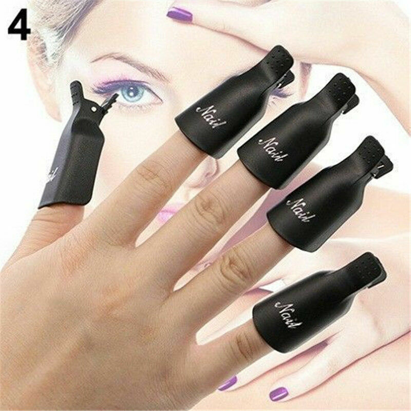 10-20Pcs Silicone UV Gel Polish Remover Wraps Soak Off Cap Clip Nail Art Tool US