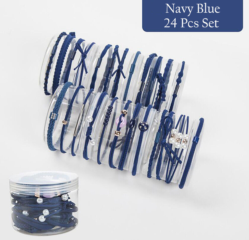 24 Pcs Set Korean Women Elastic Ponytail Holder Rope Hair Tie Ring Hairband Band