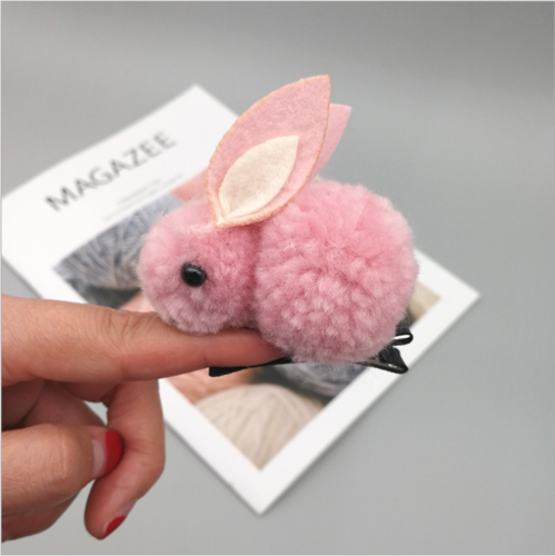 US Pompom Ball Rabbit Hair Rope Tie Ponytail Holder + Hair Clip Girl Gift Set