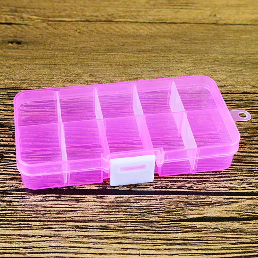 2 Pack Plastic Storage Box Jewelry Earring Tool Containers w/Divider, 10-15 Grid