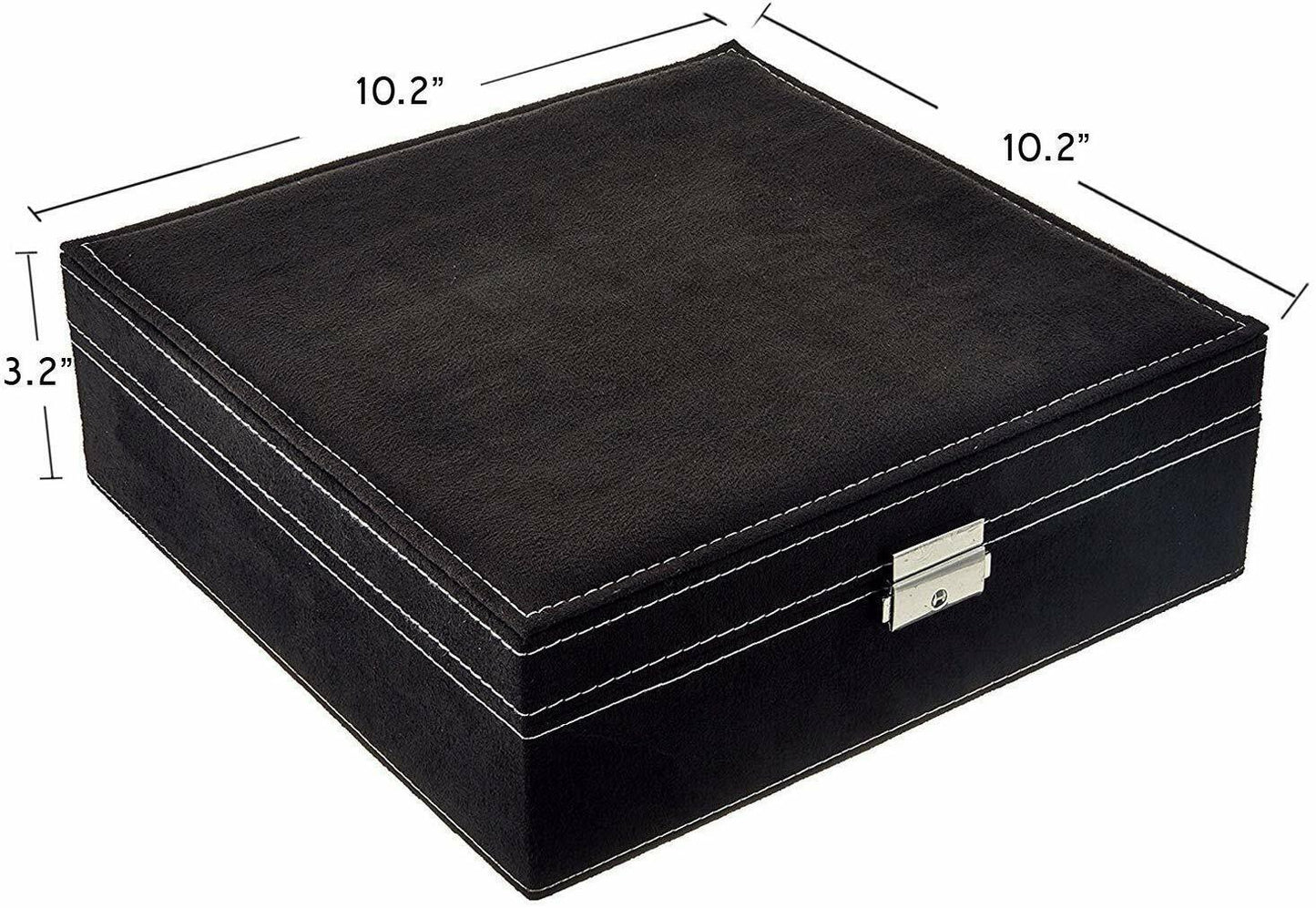 US Two-Layer Lint Large Jewelry Box Organizer Display Storage case with Lock