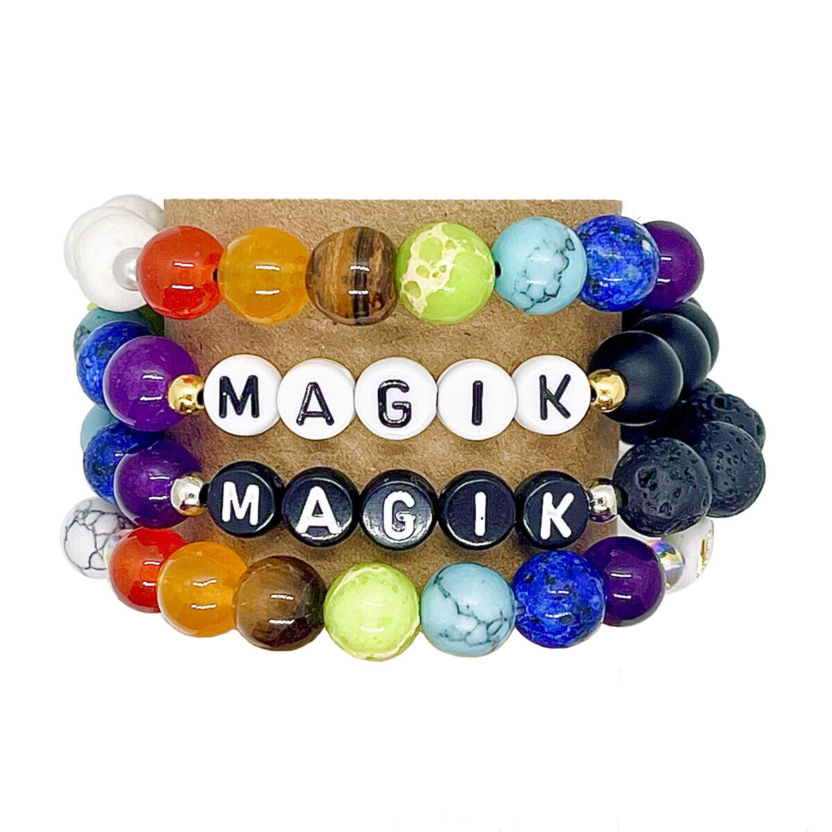 Magik Custom 7-Chakra Healing Name Mama Bracelet Stretchy Energy Yoga Meditation