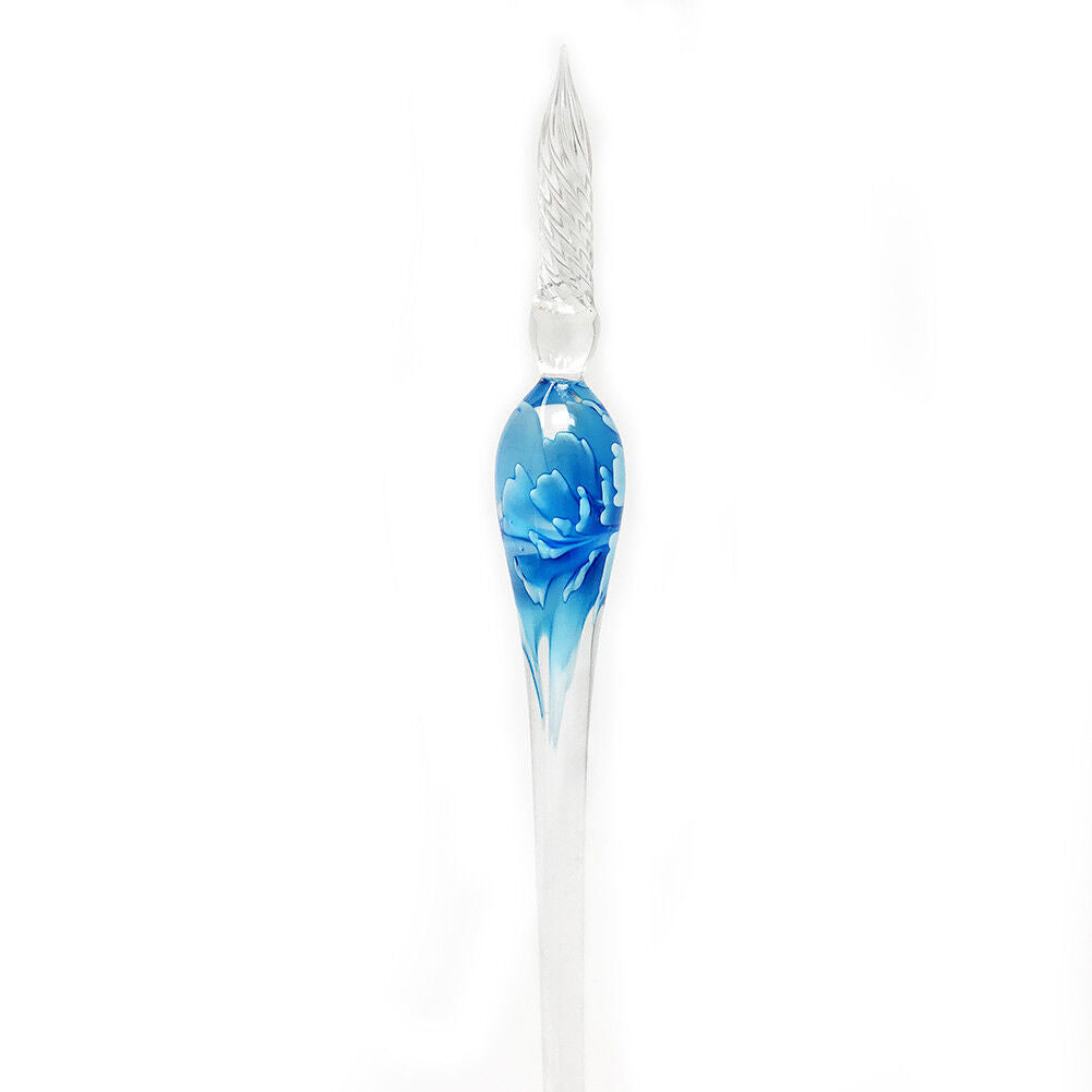 US 3D Glass Signature Pen Nib Elegant Crystal Dip Sign Pen w/ Box Gift Holiday