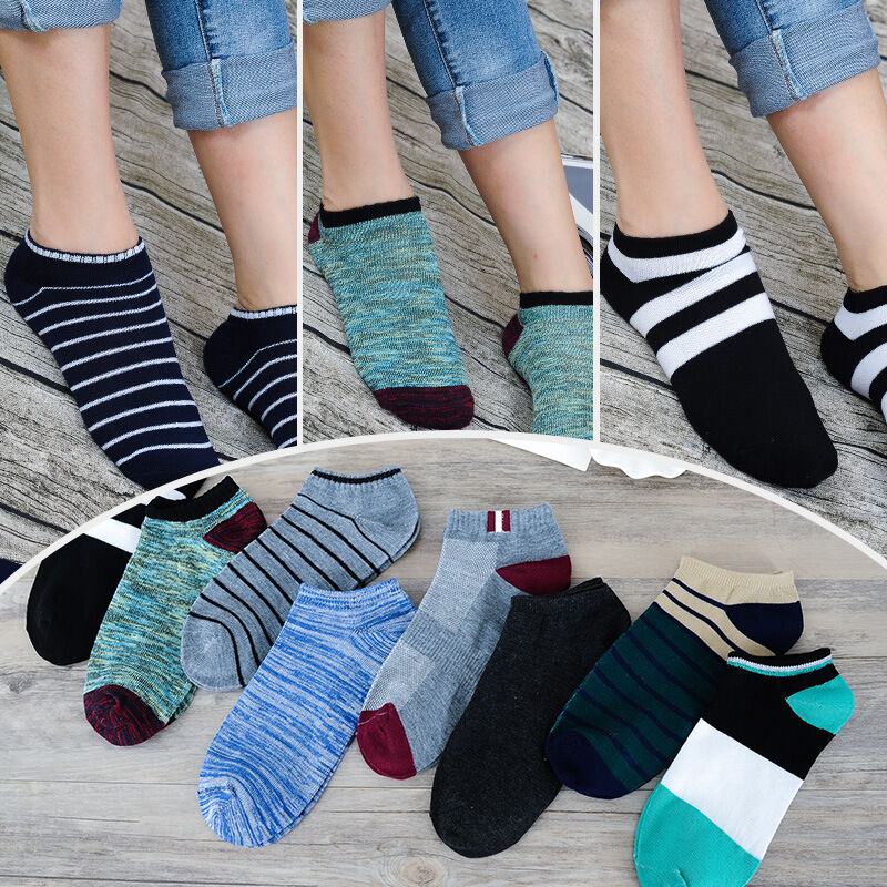 US 5 Pairs Men Women Low Cut Liner Multi Pattern Boat Socks Daisy Bear Stripes