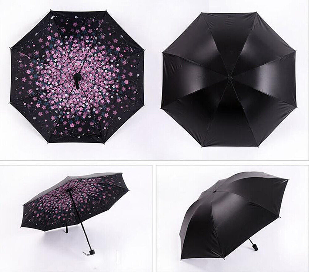 50+ Anti-UV Sun Rain Protection Windproof Flower Parasols 3 Folding Umbrella