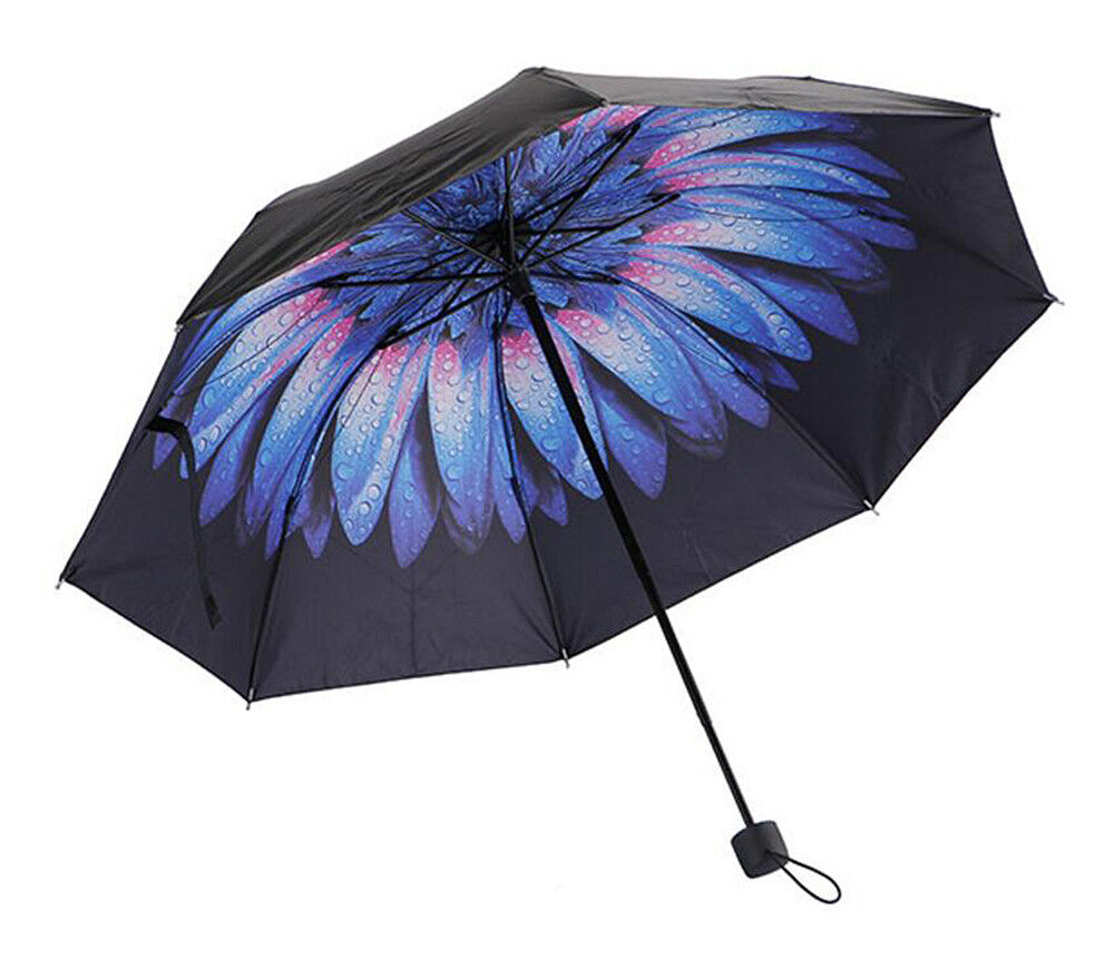 50+ Anti-UV Sun Rain Protection Windproof Flower Parasols 3 Folding Umbrella