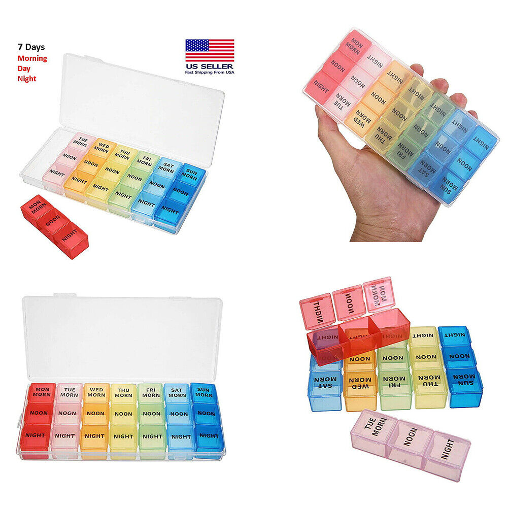 US 7 Day 28 Hole Medicine Pill Week Tablet Sort Organizer Storage Container Case