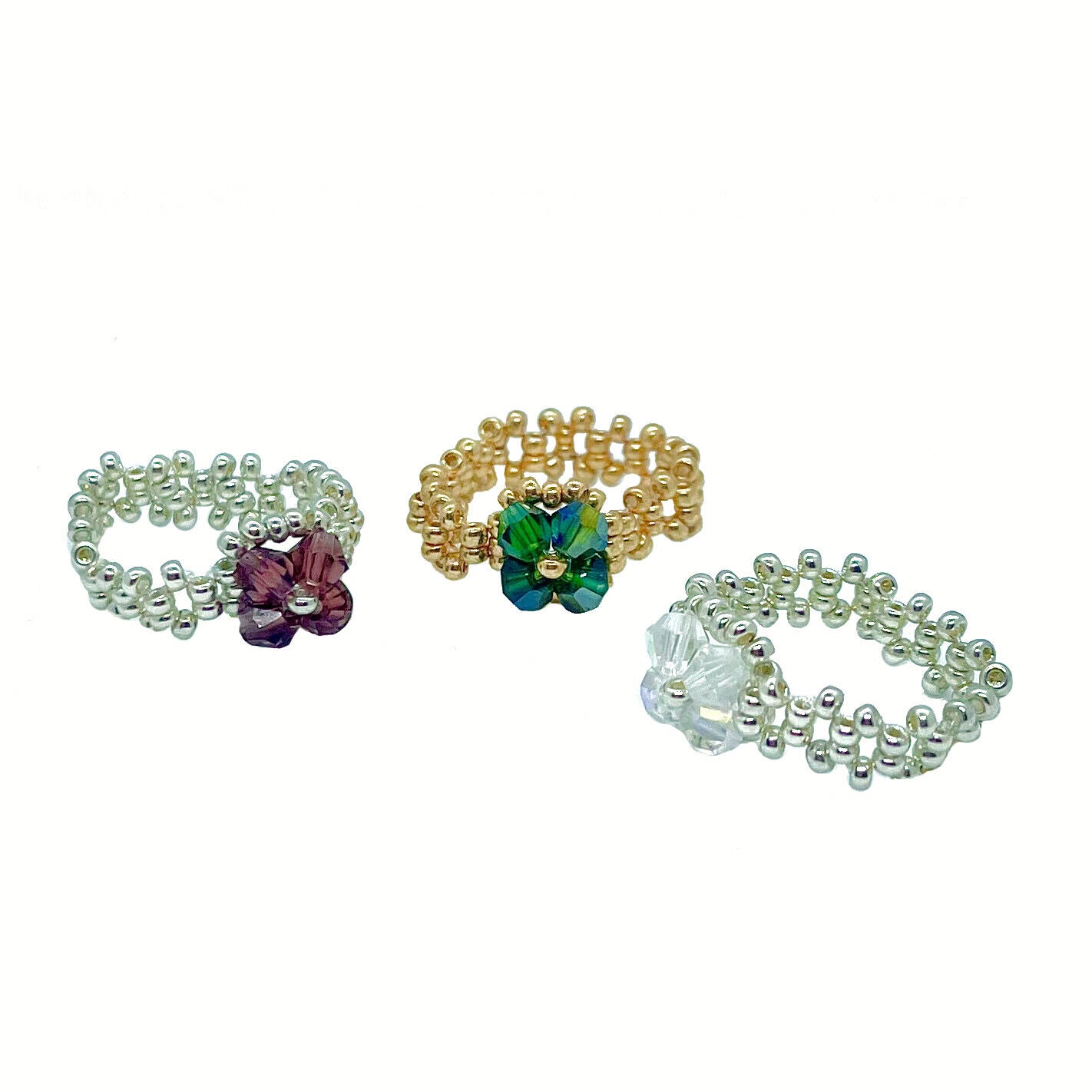 Magik Custom Flower 3D 4-Petal Flower Floral Luxury Ring Women Girl Holiday Gift