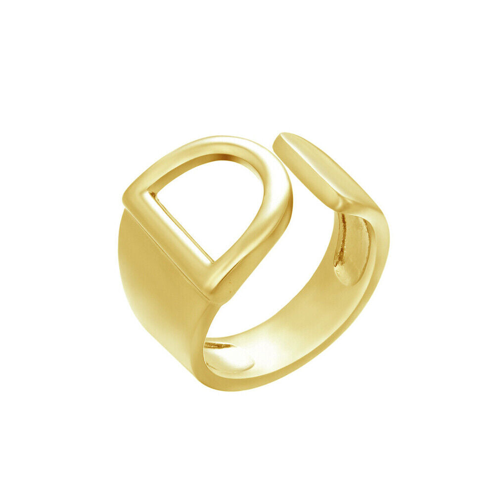 US Alphabet Letter A to Z Resizable Knuckle Ring Initial Gold Silver Letter Ring