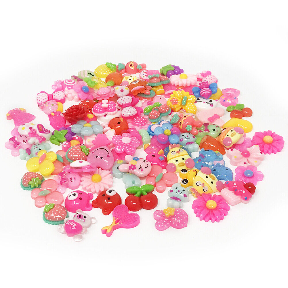 US 15~100 Pc Slime Bread Candy Unicorn Resin Flat Back Scrapbooking Charms DIY