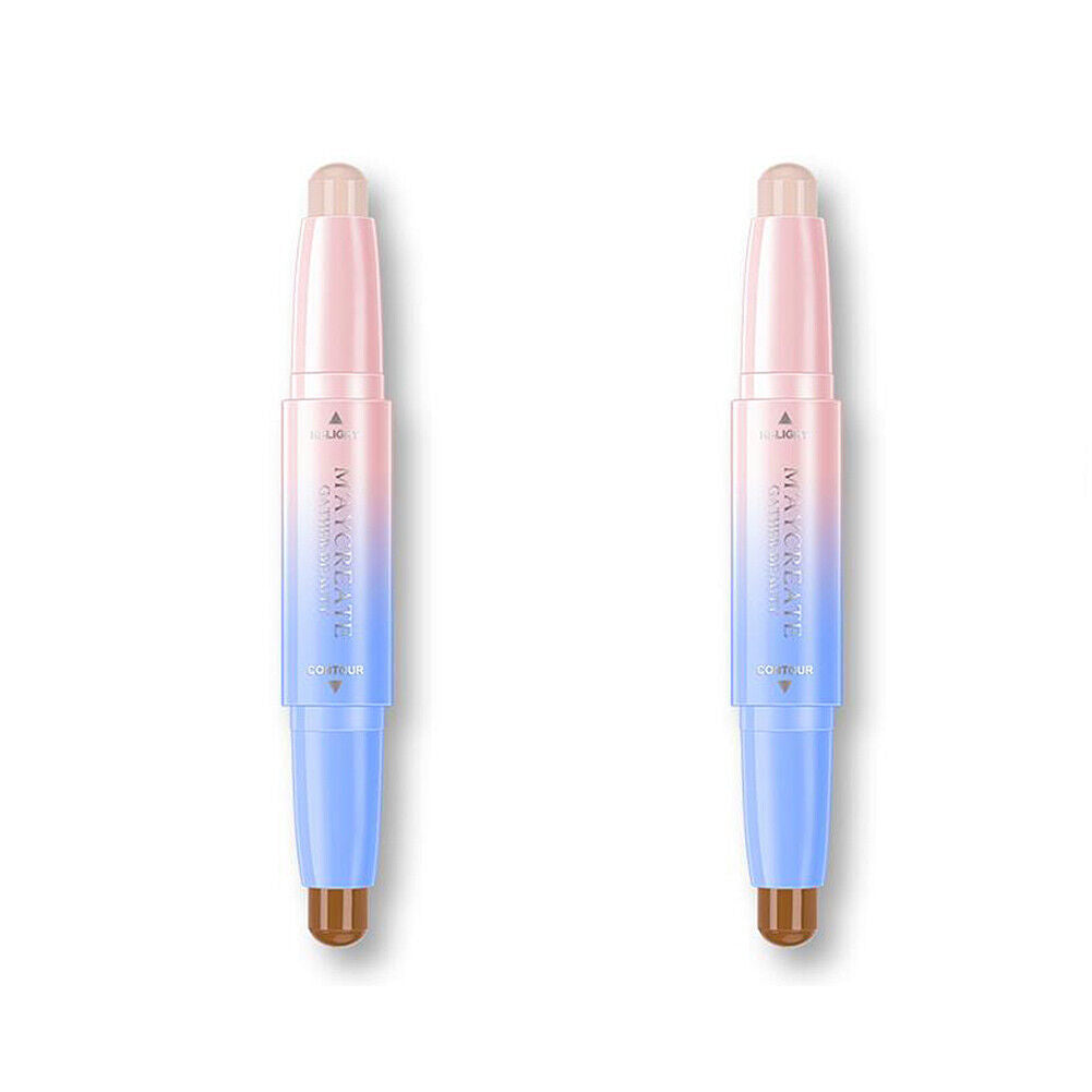 2 Pack Highlight Contour Duo Shadow Bronzer Makeup Cream Face Eye Chin Chic Pen