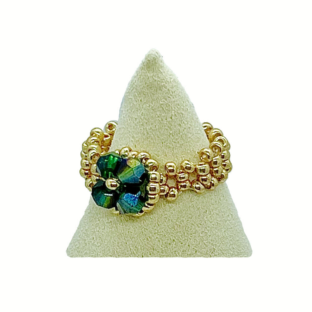 Magik Custom Flower 3D 4-Petal Flower Floral Luxury Ring Women Girl Holiday Gift
