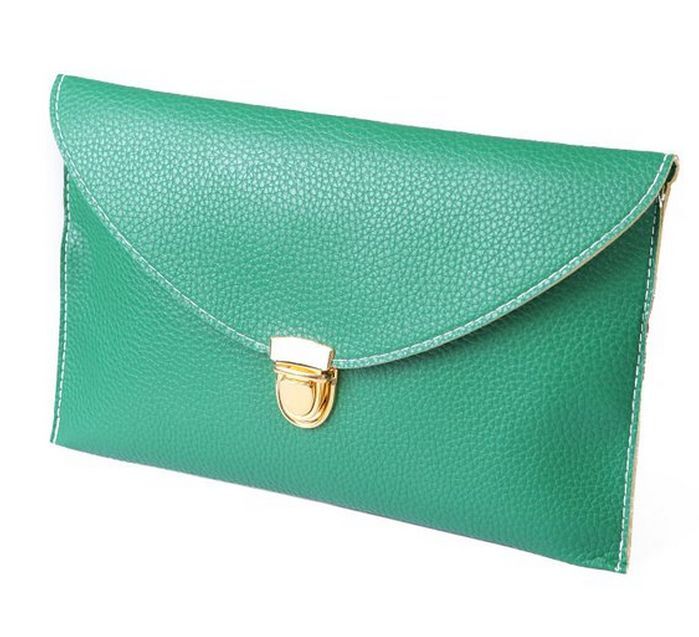 Fashion Leather Envelope Clutch with Drop-in Chain Shoulder Strap