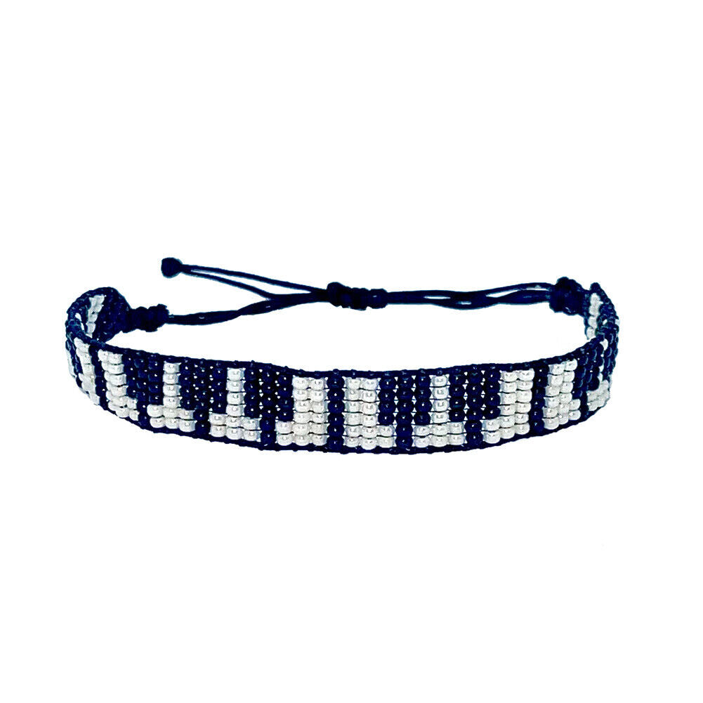 US Handmade "Piano Keyboard" Glass Bead Bracelet Adjustable with Slide Closure