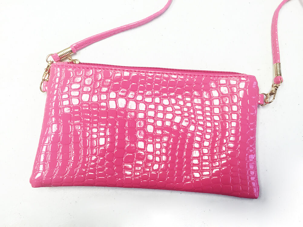 Crocodile/Stone Pattern Envelope Synthetic Leather Clutch Wrist/Shoulder Bag