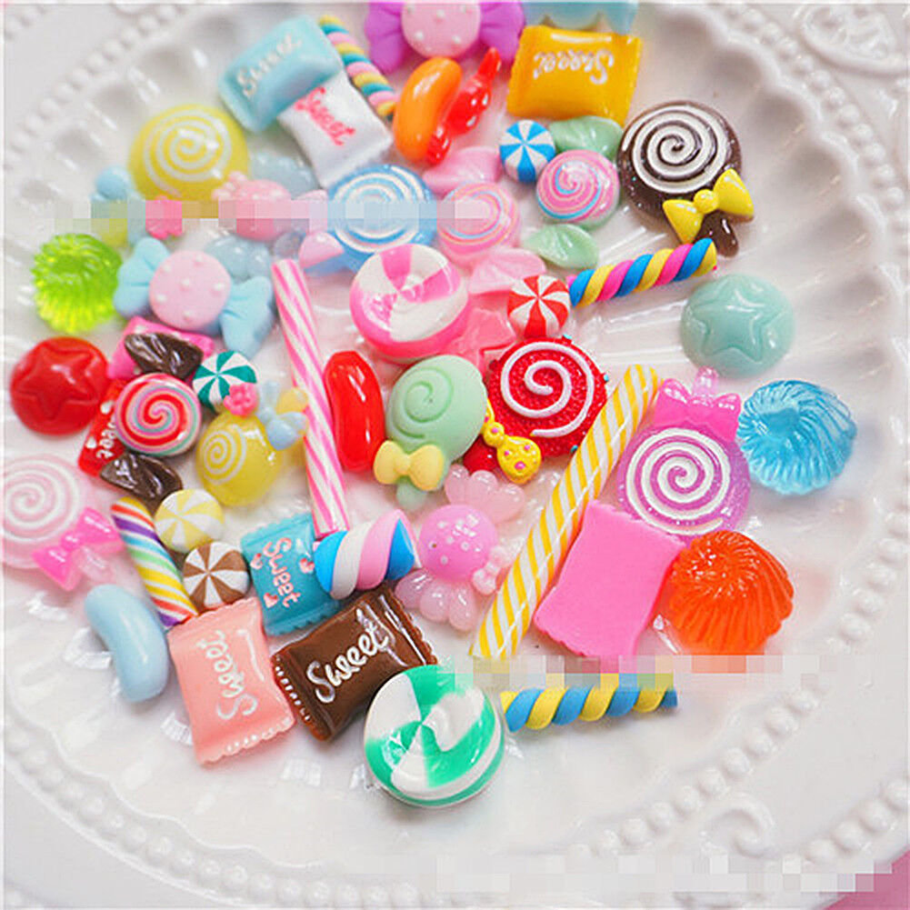 US 15~100 Pc Slime Bread Candy Unicorn Resin Flat Back Scrapbooking Charms DIY
