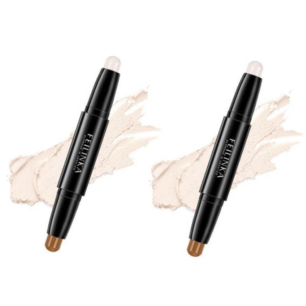 2 Pack Highlight Contour Duo Shadow Bronzer Makeup Cream Face Eye Chin Chic Pen