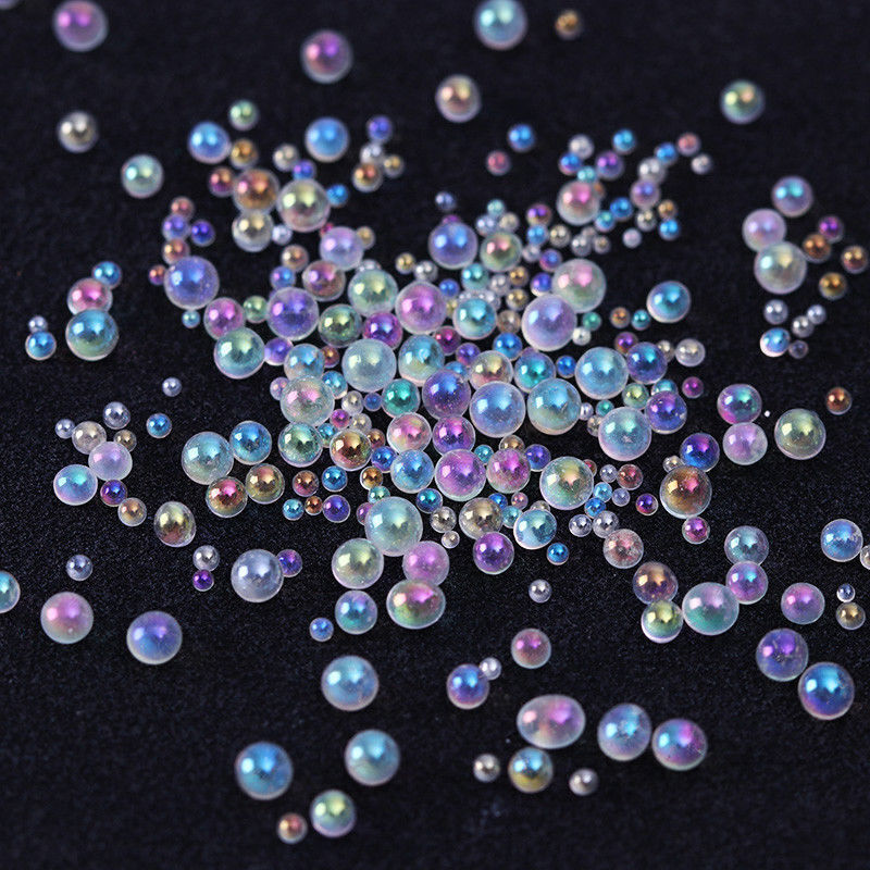 Mini Bubble Beads 3D Nail Art Drop Decoration Manicure 1-3mm Mixed Mermaid Color