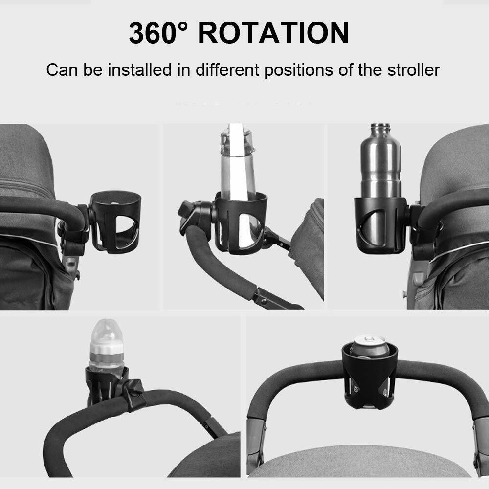 US Universal Stroller Cup Holder Bike Wheelchair 360 Degrees Rotation Clamp-on