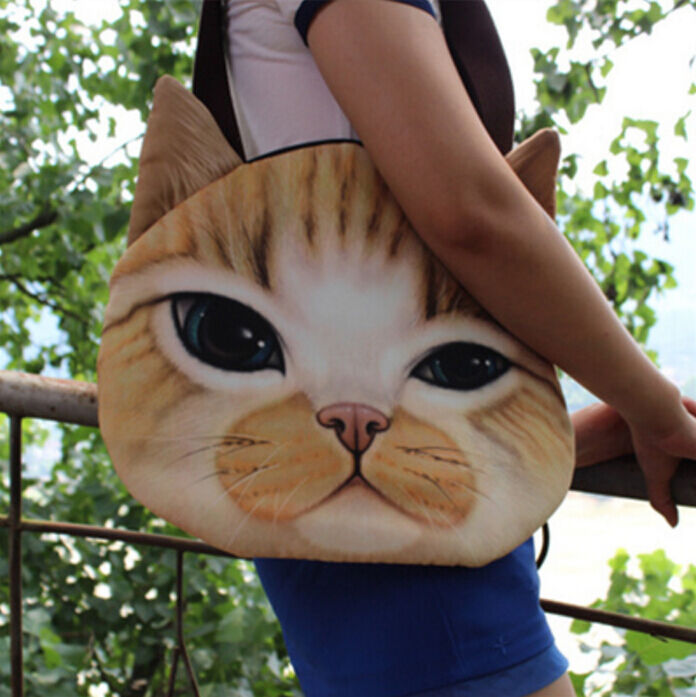 Magik Women Animal Muzzy 3D Cat Dog Tiger Face Zipper Shoulder Bag Tote Handbag