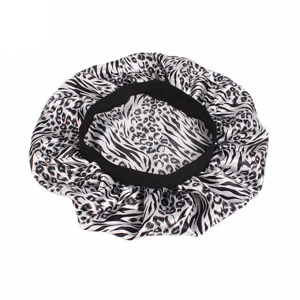 US Women Satin Night Sleep Cap Hair Bonnet Hat Silk Head Cover Wide Elastic Band