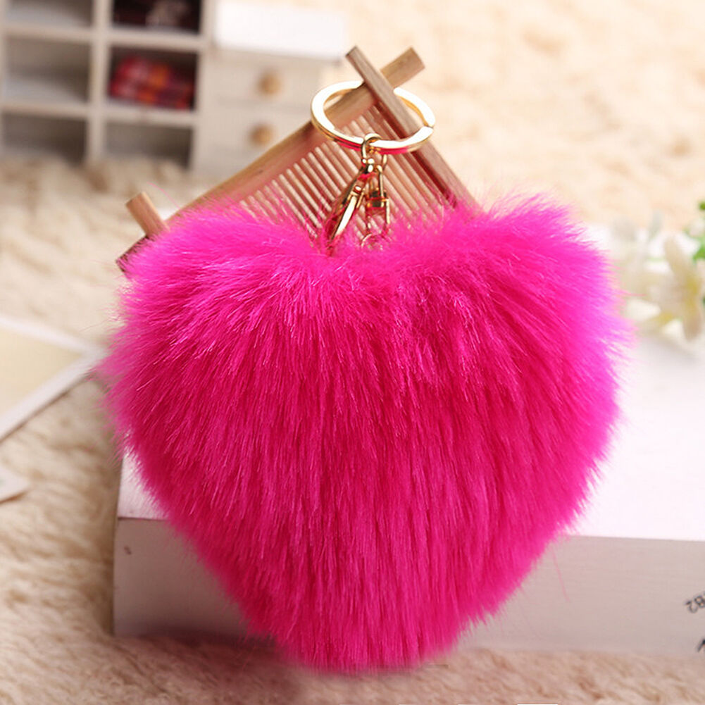 Bunny Rabbit Doll Heart Pom Phone Car Pendant Handbag Key Chain Ring Fine