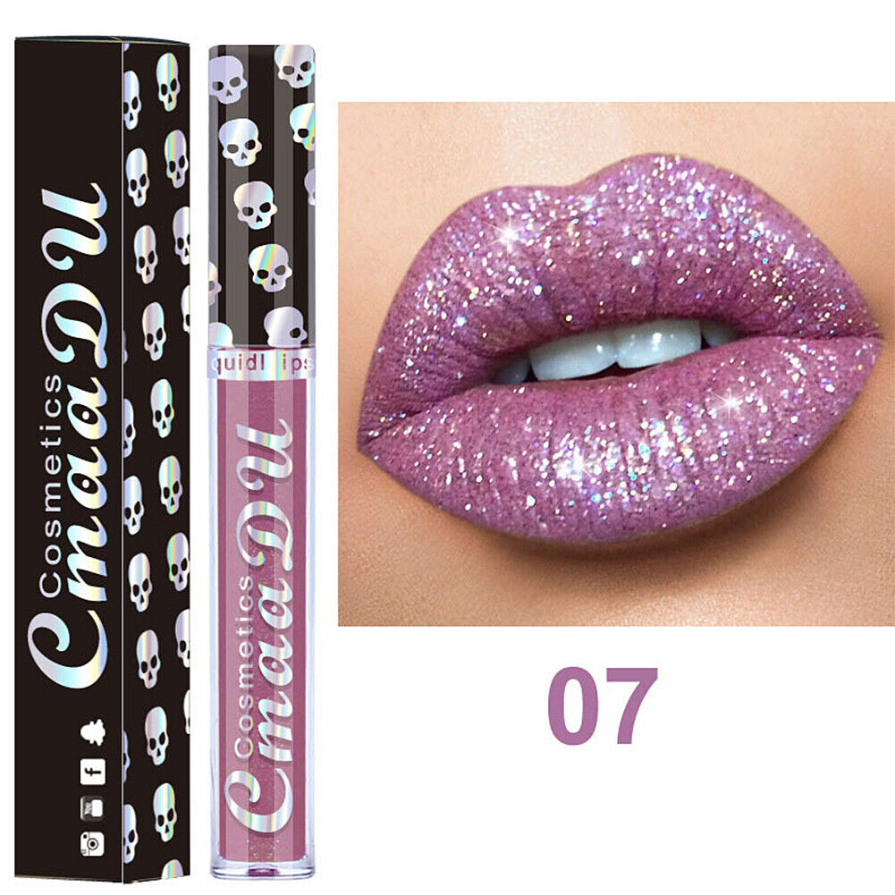 US 1-2 Pack Glitter Flip Liquid Lipstick Matte Waterproof Dazzling Long Lasting