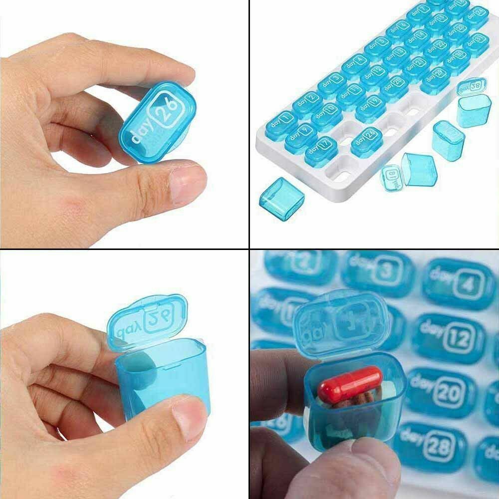 US 31 Day Monthly Pill Organizer Medication Pod Compartment Planner Box Plastic
