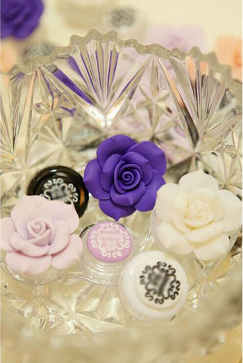 【US Stock】3D Fineest Rose Flower Travel Case Eye Care Kit Contact Lens HolderBox