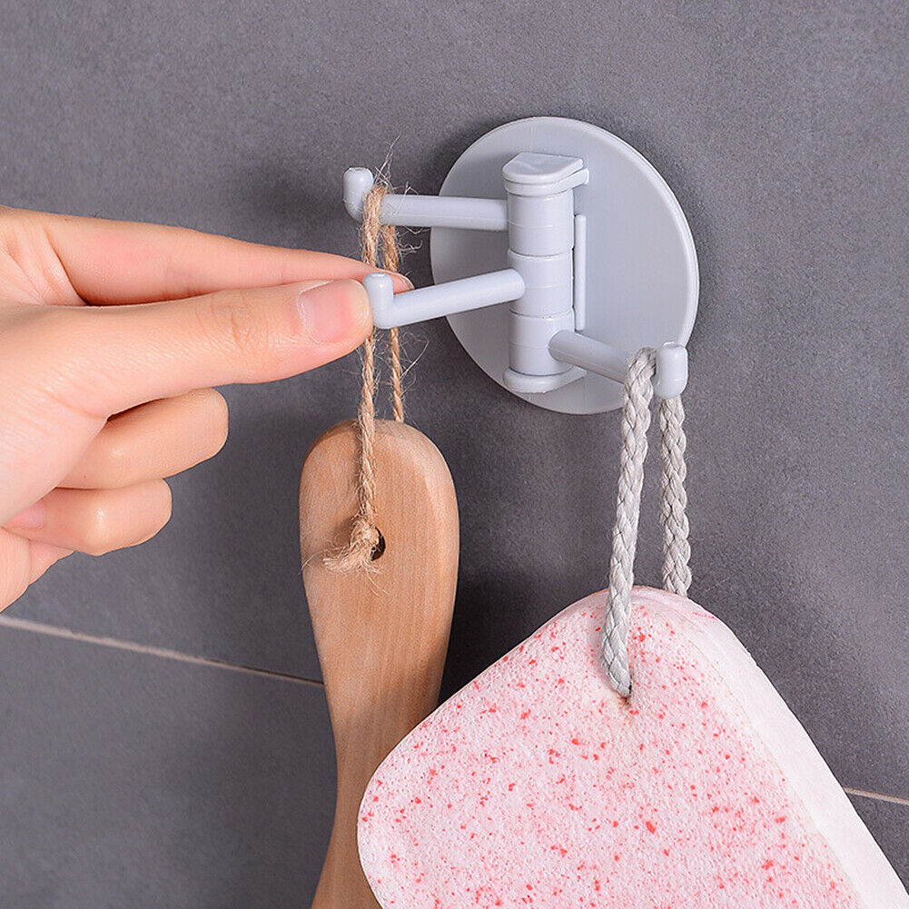 US 12-24PC Colorful 3-Hooks Self-adhesive Wall Hooks Hanger Kitchen Bathroom