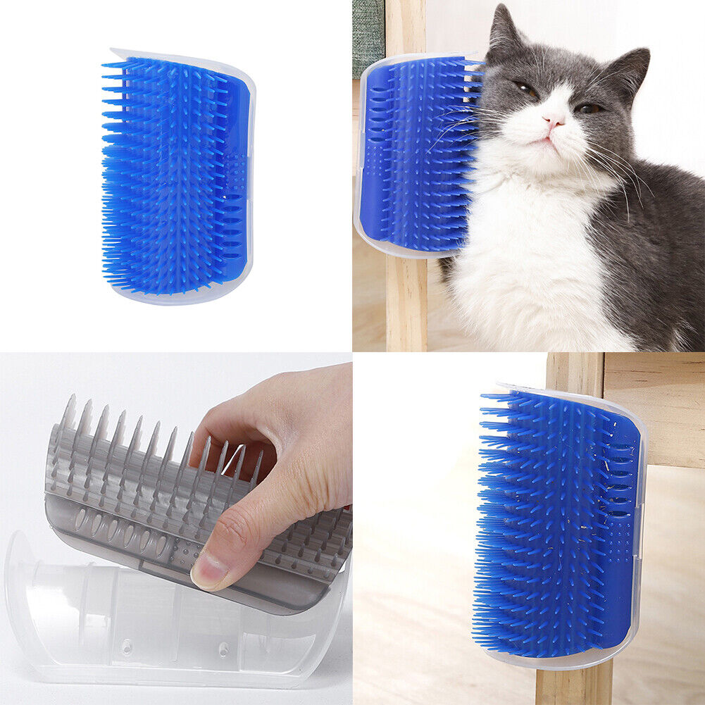 US Pet Cat Self Groomer Brush Wall Corner Mount Grooming Massage Comb Toy Catnip