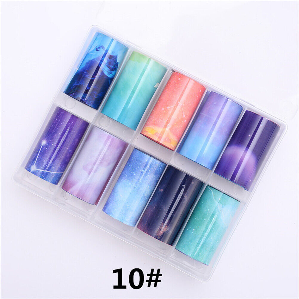 US 10 Sheets Galaxy/Marble/Flower Nail Decal Nail Art Transfer Sticker Decor