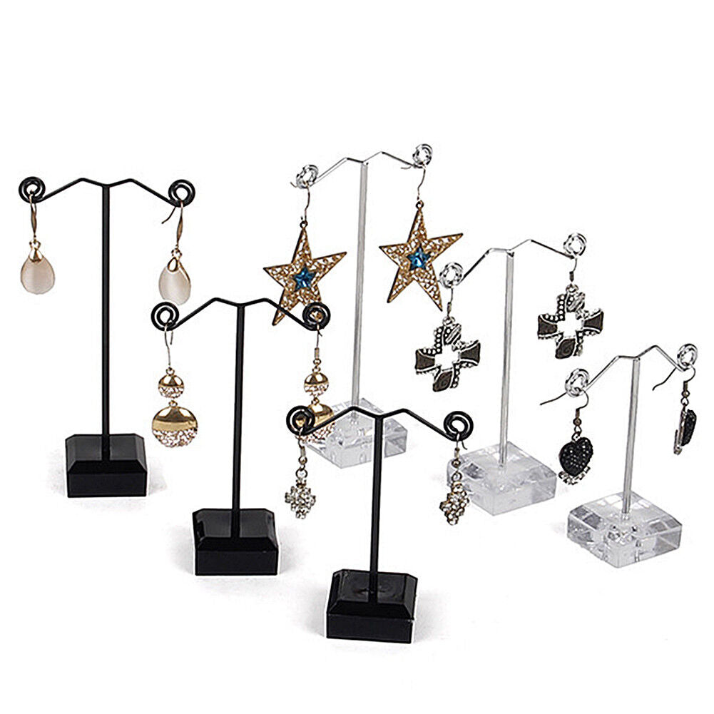 US 3 Pcs Alloy Earrings Display T-Shape Stand Showcase Jewelry Organizer Holder