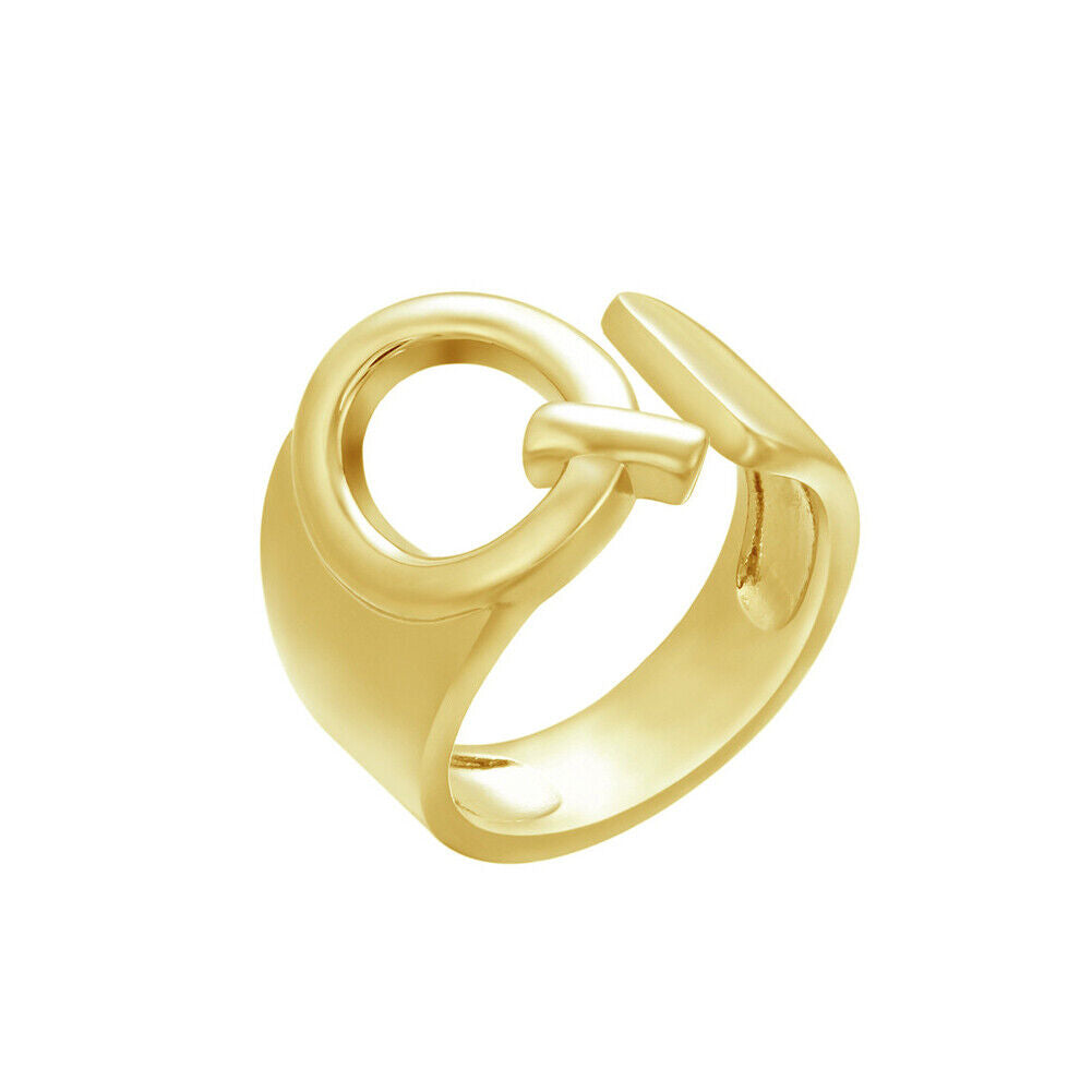 US Alphabet Letter A to Z Resizable Knuckle Ring Initial Gold Silver Letter Ring