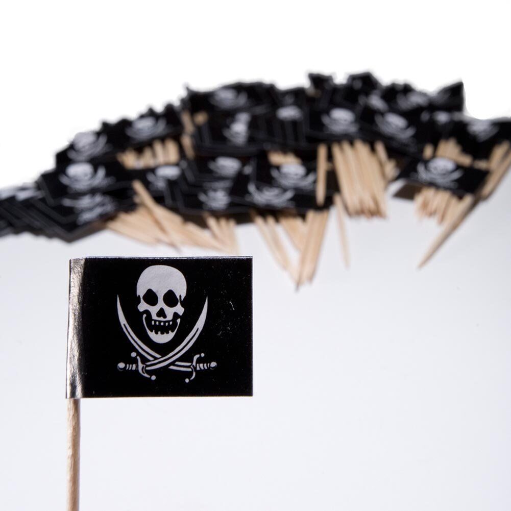 100-200 PCS Pirate Flag Cocktail Pick Cheese Snack Party Toothpicks Halloween