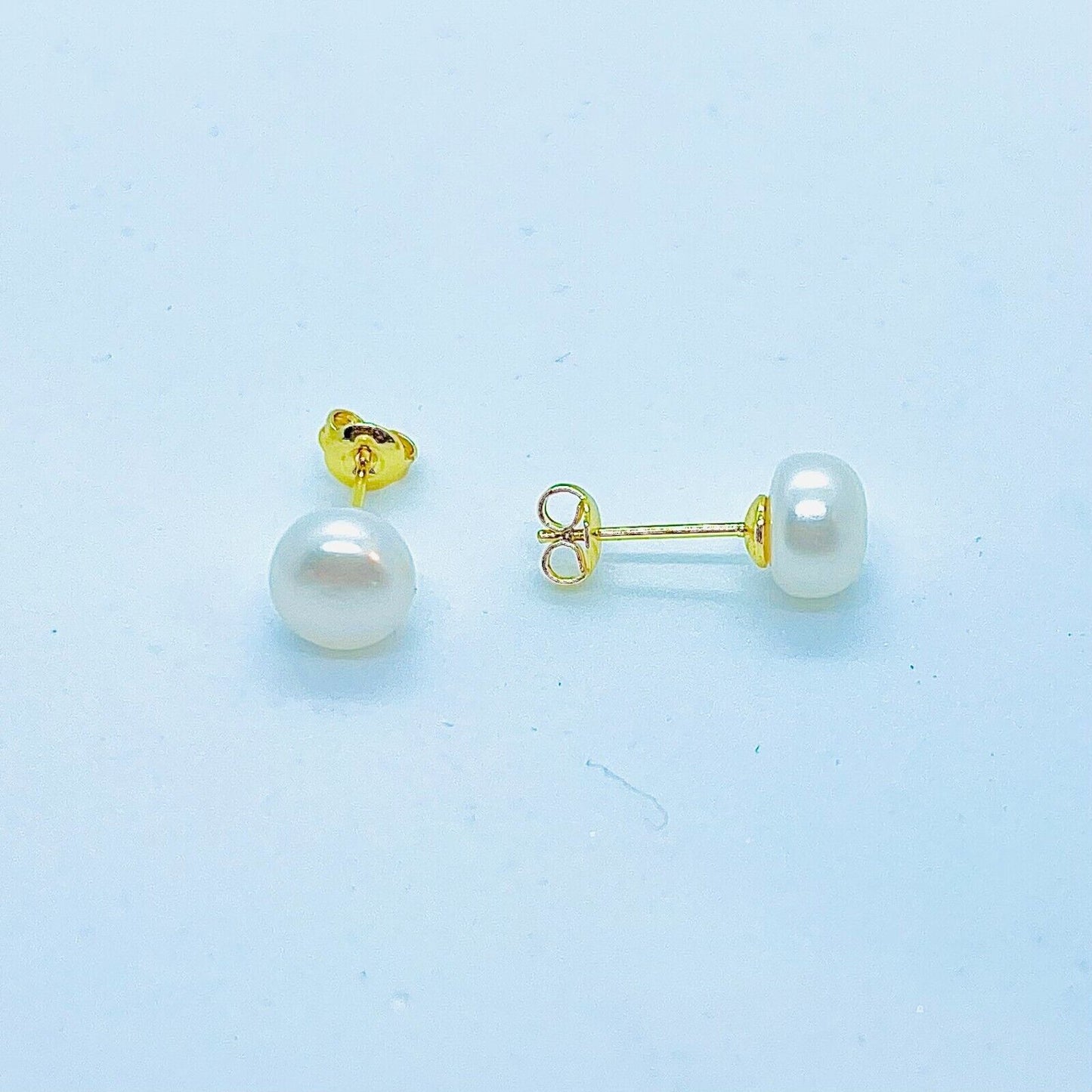 US Real Freshwater Cultured Button AA Pearl Earring Studs High Luster Gift Women