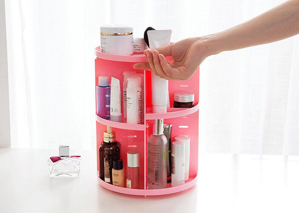 360 Degree Rotating Cosmetic Makeup Organizer Storage Box Lipstick Shelf Display