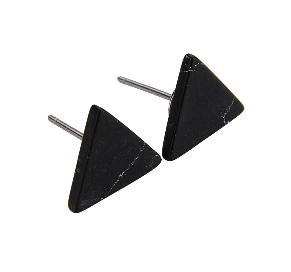 Magik Faux White Black Punk Simple Marble Stone Geometric Shaped Stud Earrings