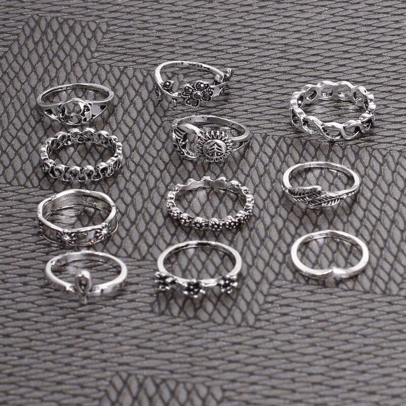 US Bulk Lot Knuckle Stacking Bands Midi Mid Above Joint Rings Punk Finger Tip