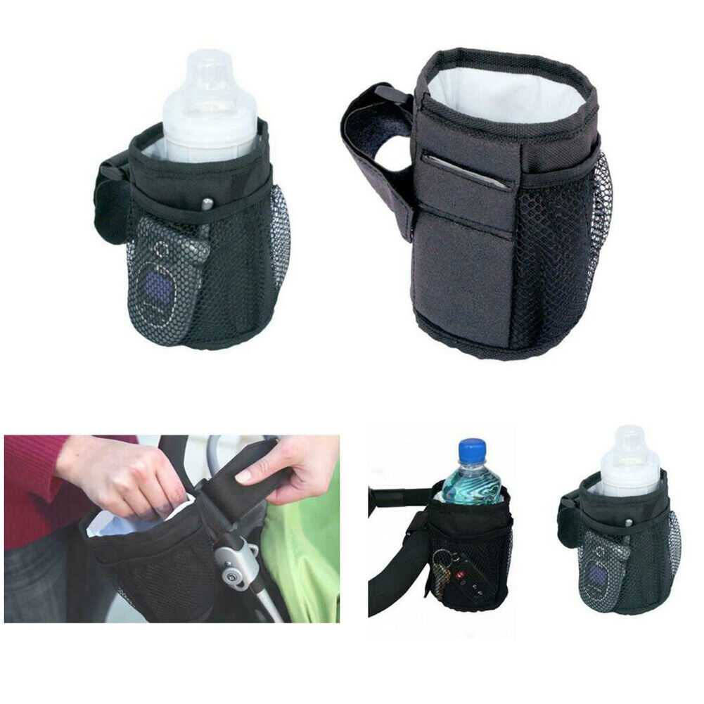 US 1-2pcs Universal Stroller Walker Keep Warm Mesh Pocket Bike Cup Bottle Holder
