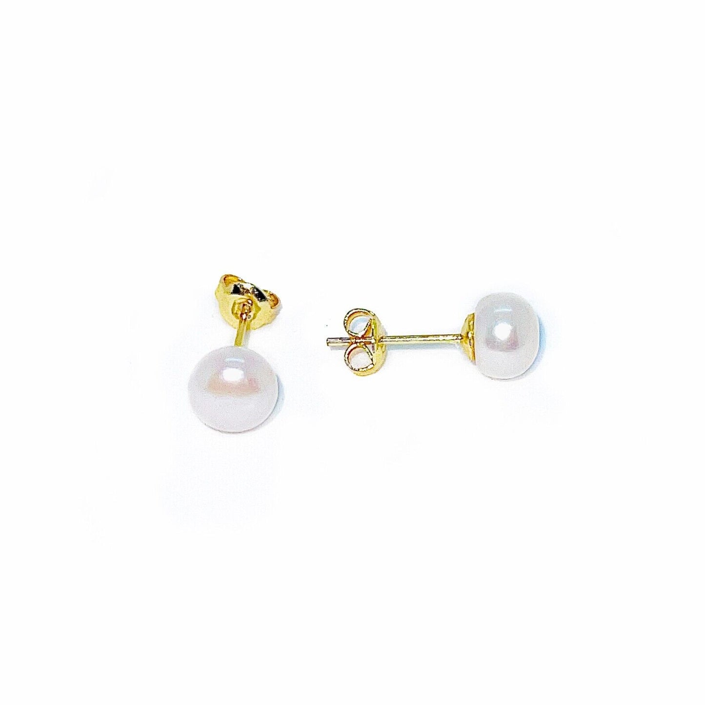 US Real Freshwater Cultured Button AA Pearl Earring Studs High Luster Gift Women