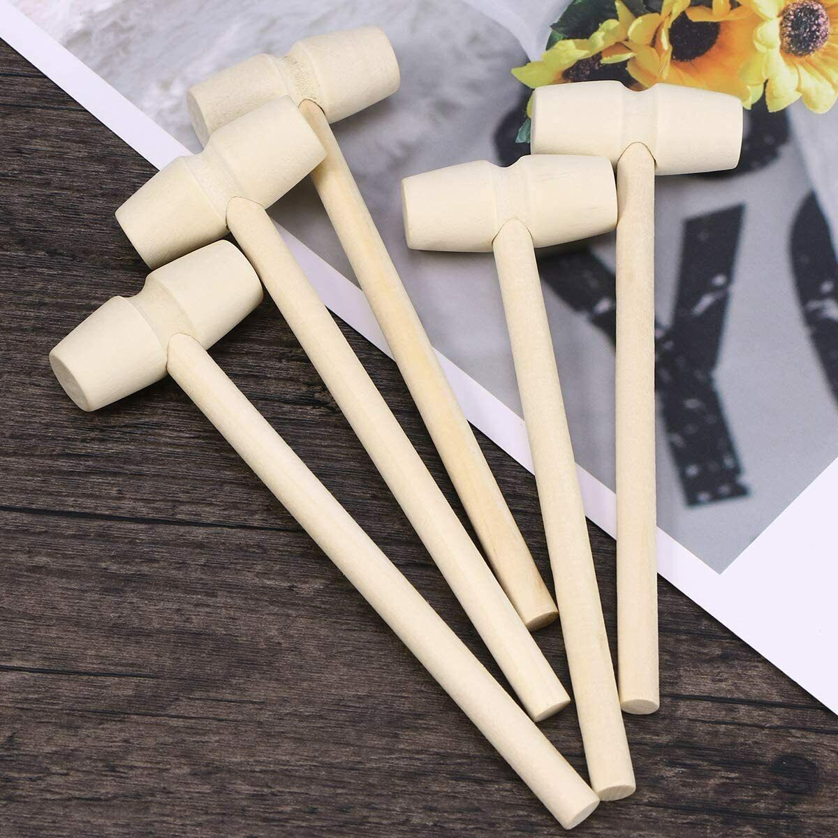 US 20 Pack Mini Wooden Hammer Mallet Pounding Toy Beating Gavel Toys Boys Girls