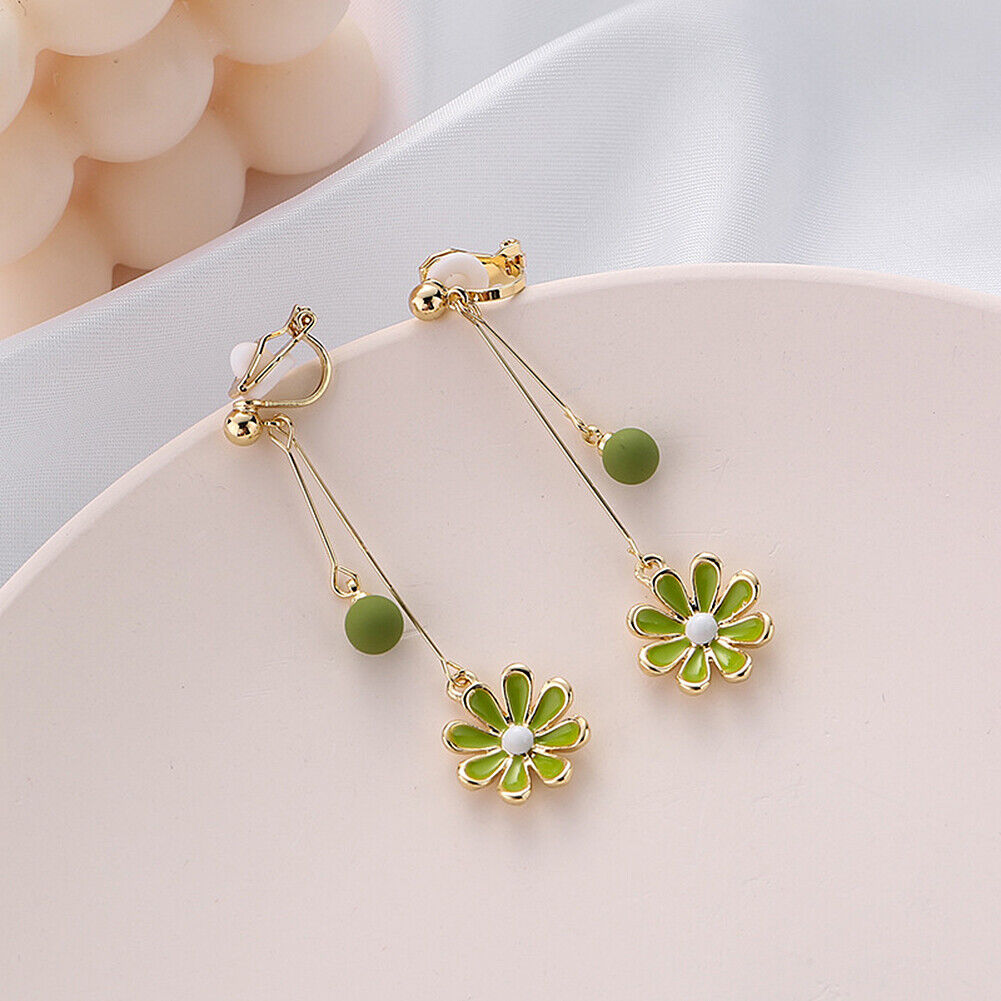 US Pom Pom Flower Balloon Daisy Vintage Heart Cat Star Fruit Earrings /Ear Clips