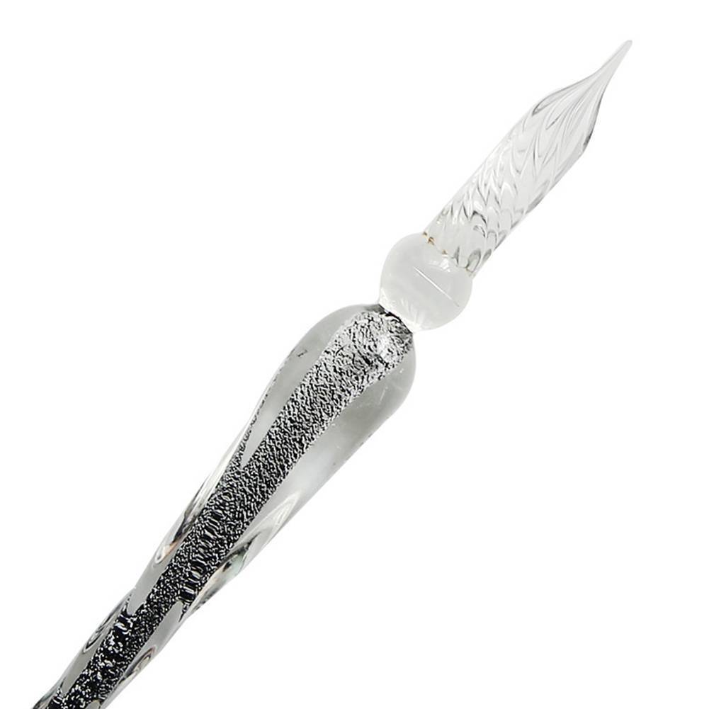 US 3D Glass Signature Pen Nib Elegant Crystal Dip Sign Pen w/ Box Gift Holiday