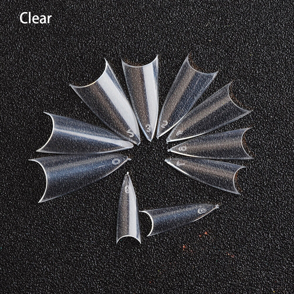 US 500-1000Pcs Stiletto French False Fake Acrylic Nail Tips Coffin Nails Long