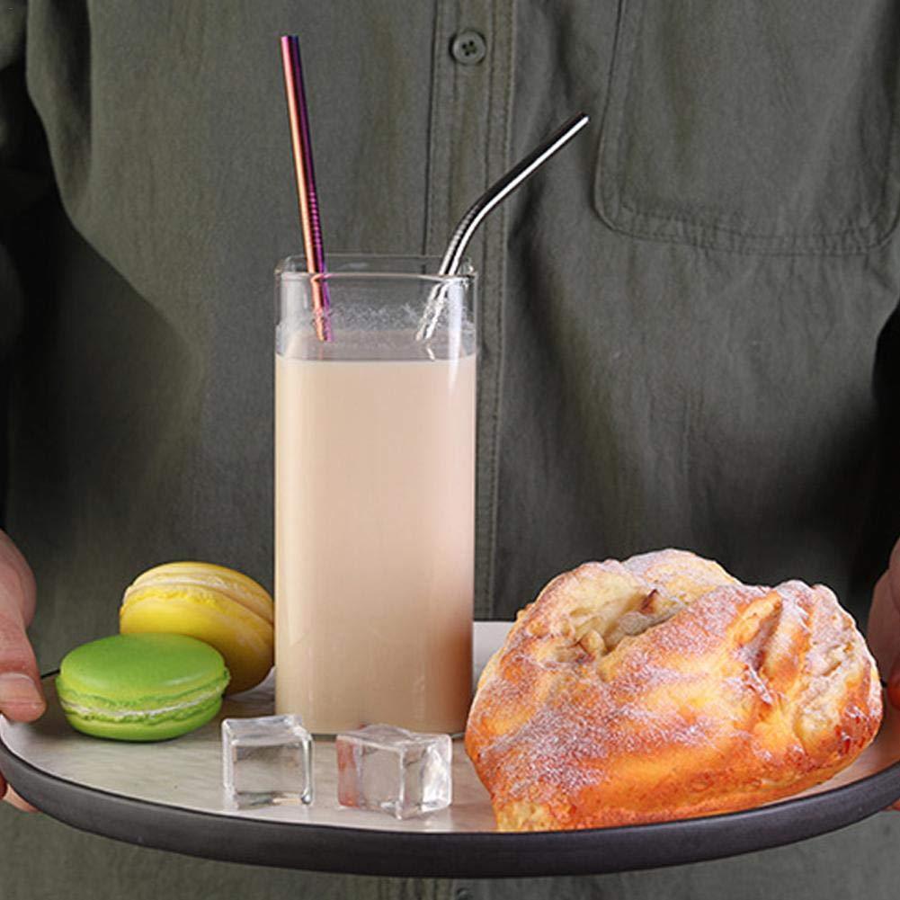 US 8pcs 10.5" Stainless Steel Ultra Long Metal Cocktail Straw + 2 Cleaner Brush