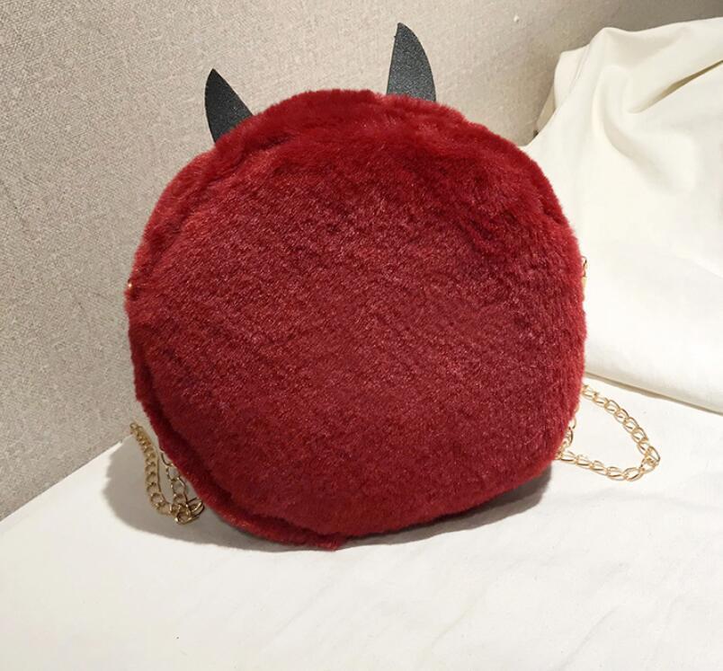 Magik Devil Monster Crossbody Shoulder Bag Faux Fur Fluffy Bat Doll Toys Handbag