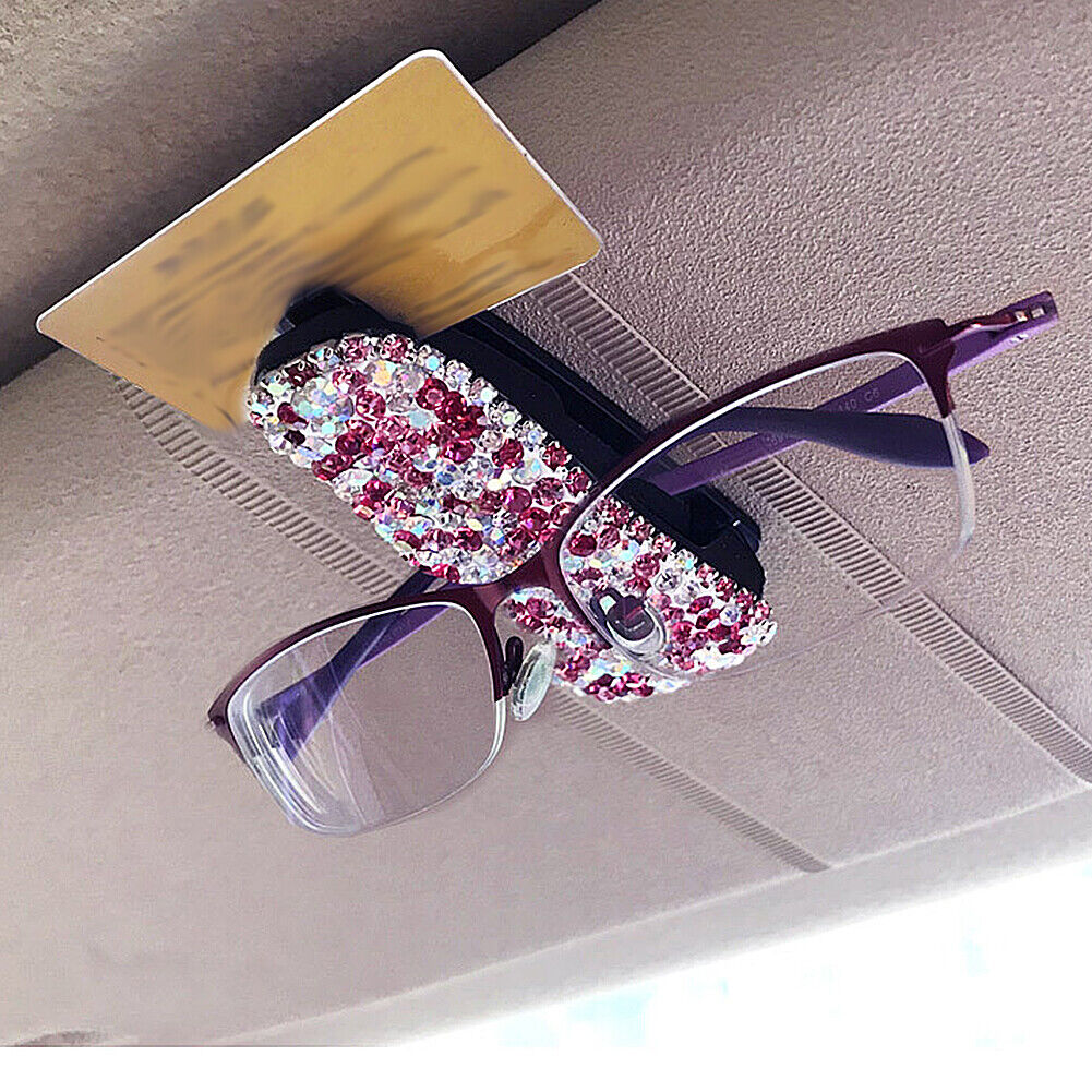 US 3 Pack Rhinestone Universal Car Glasses Sunglasses Eyeglass Visor Holder Clip